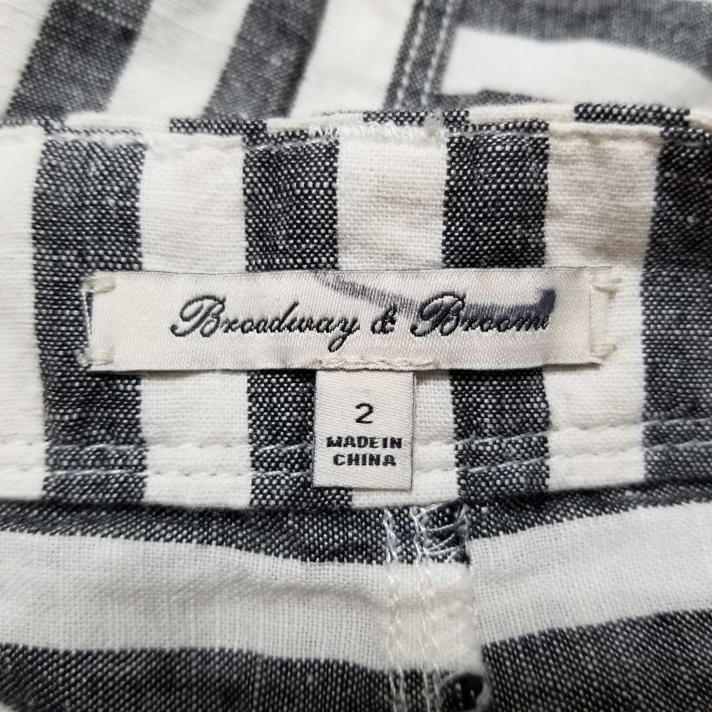 Broadway & Broome skirt 2 Striped Linen pencil railroad stripes pockets mini - Picture 10 of 15